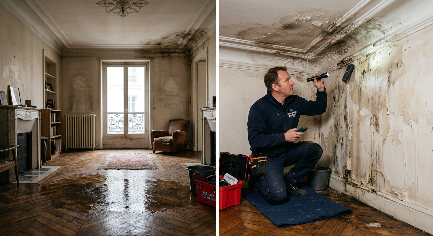 Intervention urgente dégât des eaux dans un appartement à Vélizy-Villacoublay