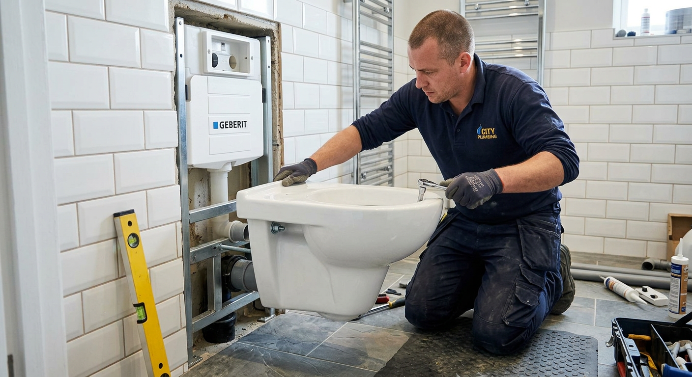Pose de WC suspendu par un plombier professionnel à Vélizy-Villacoublay